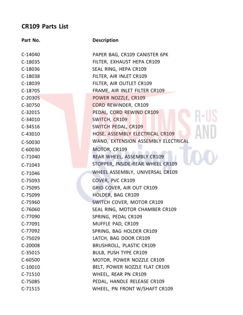 Cirrus CR109 exploded schematic diagram (page 1)