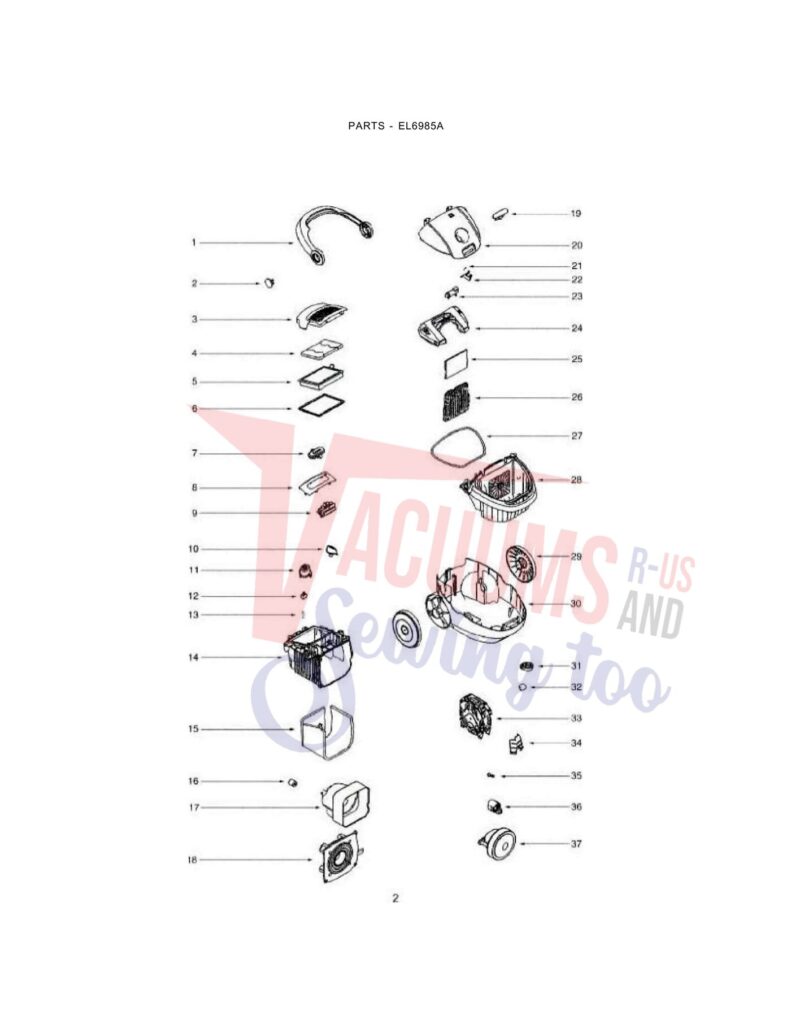 Electrolux EL6985A exploded schematic diagram (page 1)