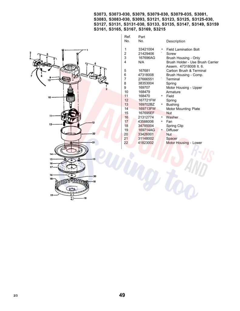 Hoover S3121 exploded schematic diagram (page 2)