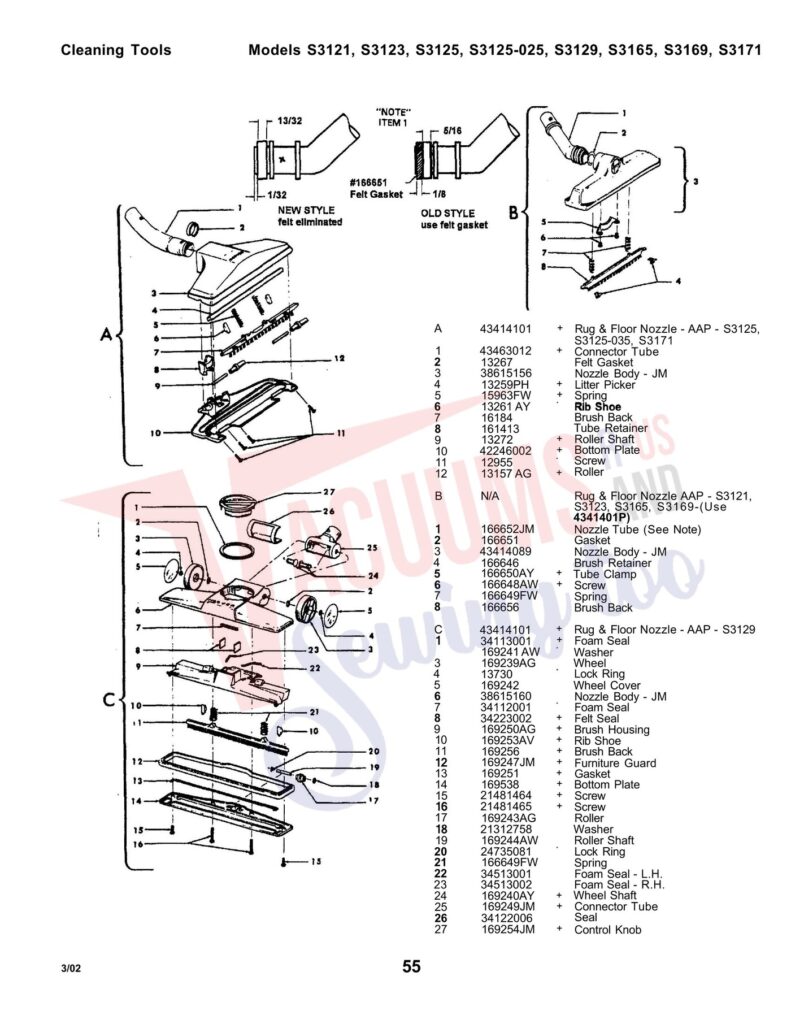 Hoover S3121 exploded schematic diagram (page 3)