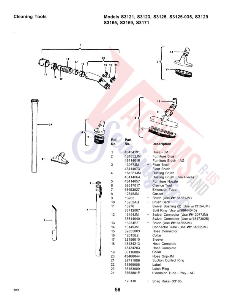 Hoover S3121 exploded schematic diagram (page 4)