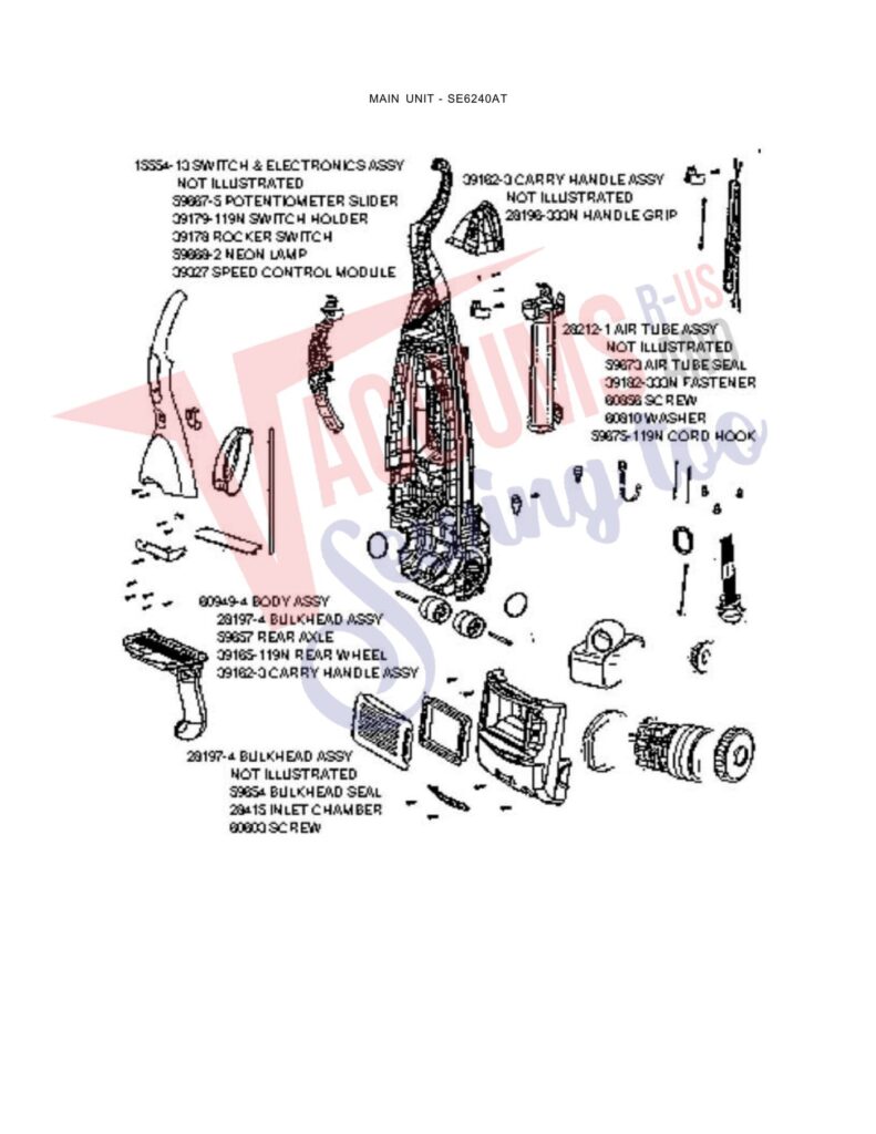 Eureka SE6240AT exploded schematic diagram (page 1)