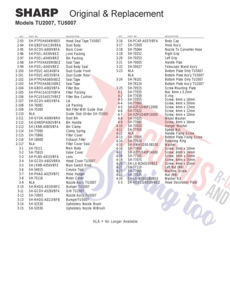 Eureka TU2007 exploded schematic diagram (page 2)
