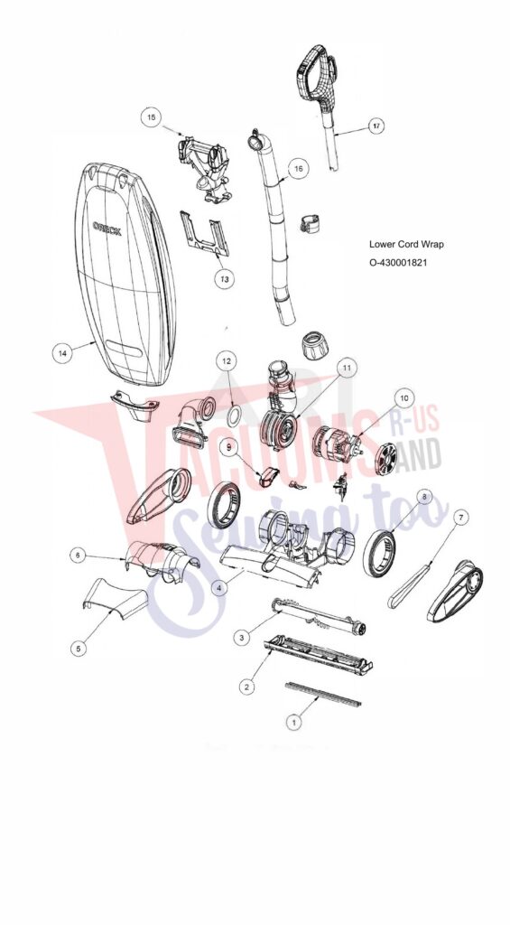 Oreck UK30500PC exploded schematic diagram (page 1)