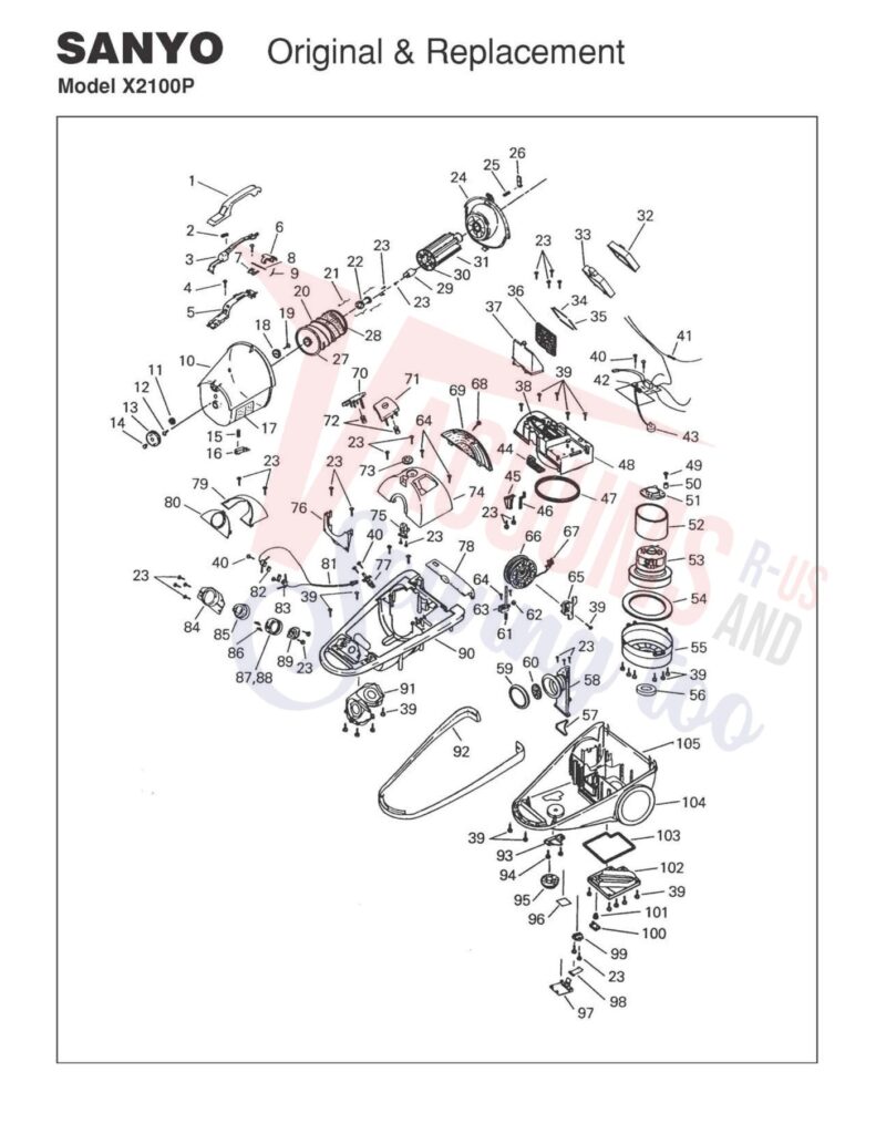 Sanyo X2100P exploded schematic diagram (page 1)