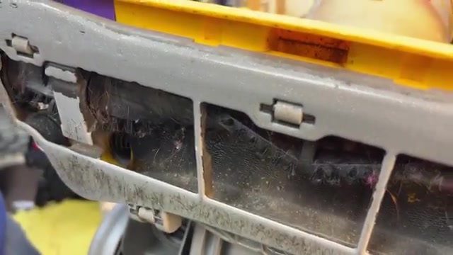 Look into the narrow opening at the base where debris enters.