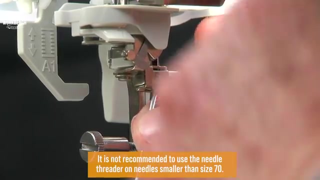 Check if the spring-loaded plate above the thread guide is laying flat - if down, push it from below and lift it back onto the guide plate.