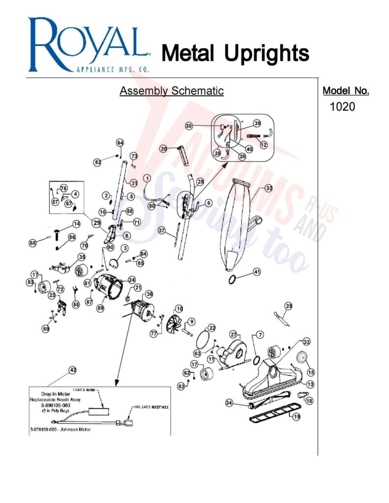 Royal 1020 exploded schematic diagram (page 1)
