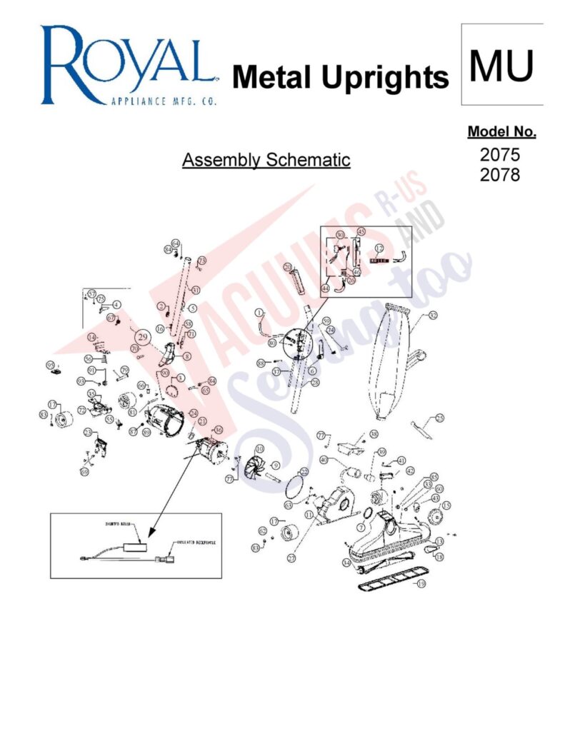 Bissell 2075 exploded schematic diagram (page 1)