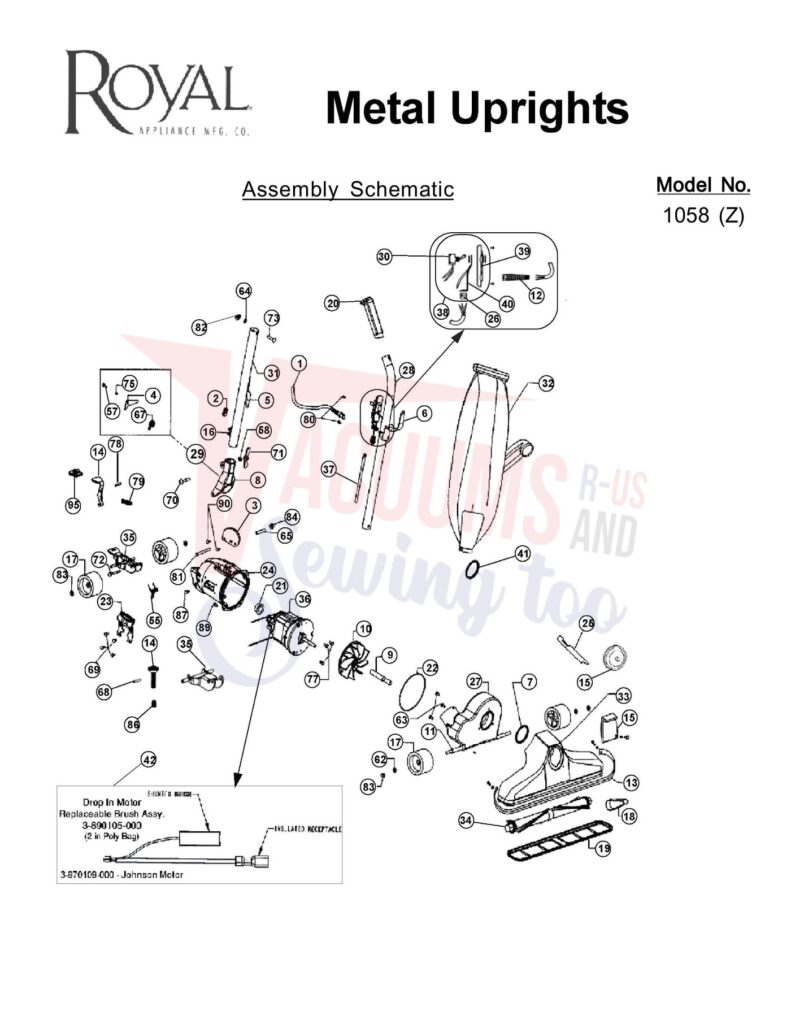 Royal 1058 exploded schematic diagram (page 1)