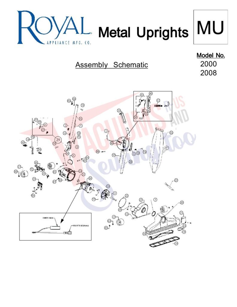 Royal 2000 exploded schematic diagram (page 1)