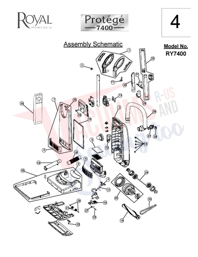 Royal ry7400 exploded schematic diagram (page 1)