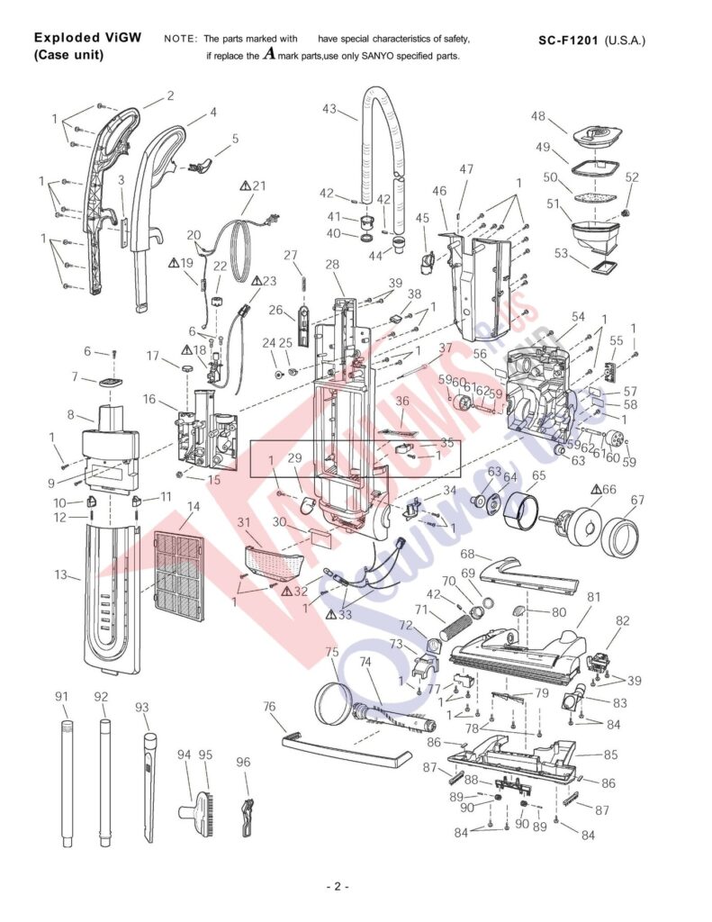 Sanyo F1201 exploded schematic diagram (page 1)
