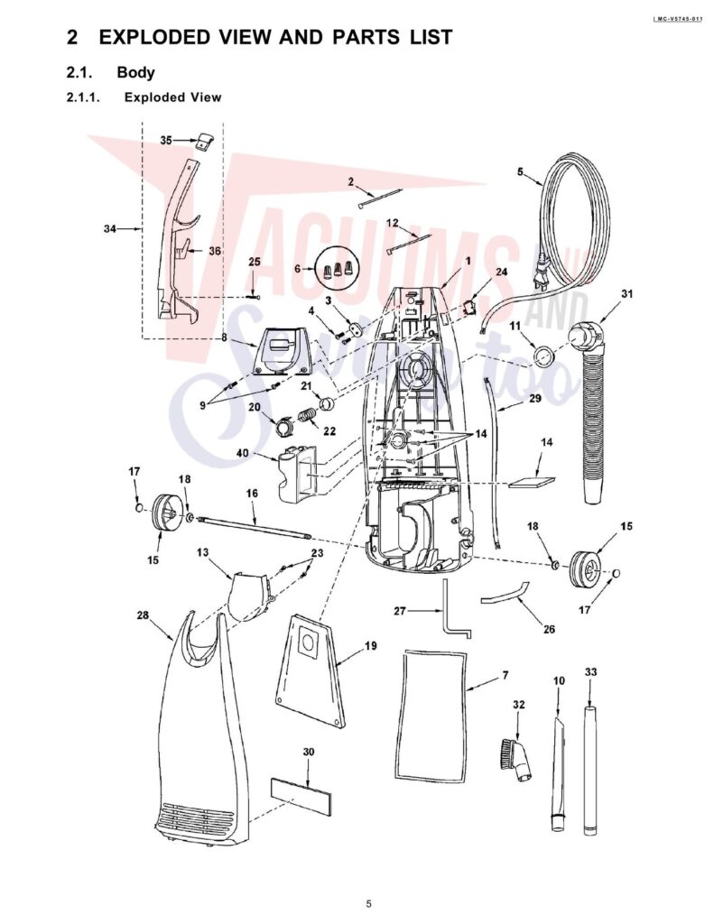 Panasonic MC-V5745 exploded schematic diagram (page 1)