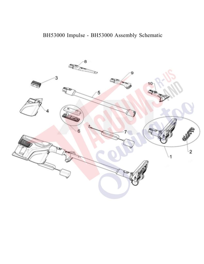 Hoover BH53000 exploded schematic diagram (page 1)