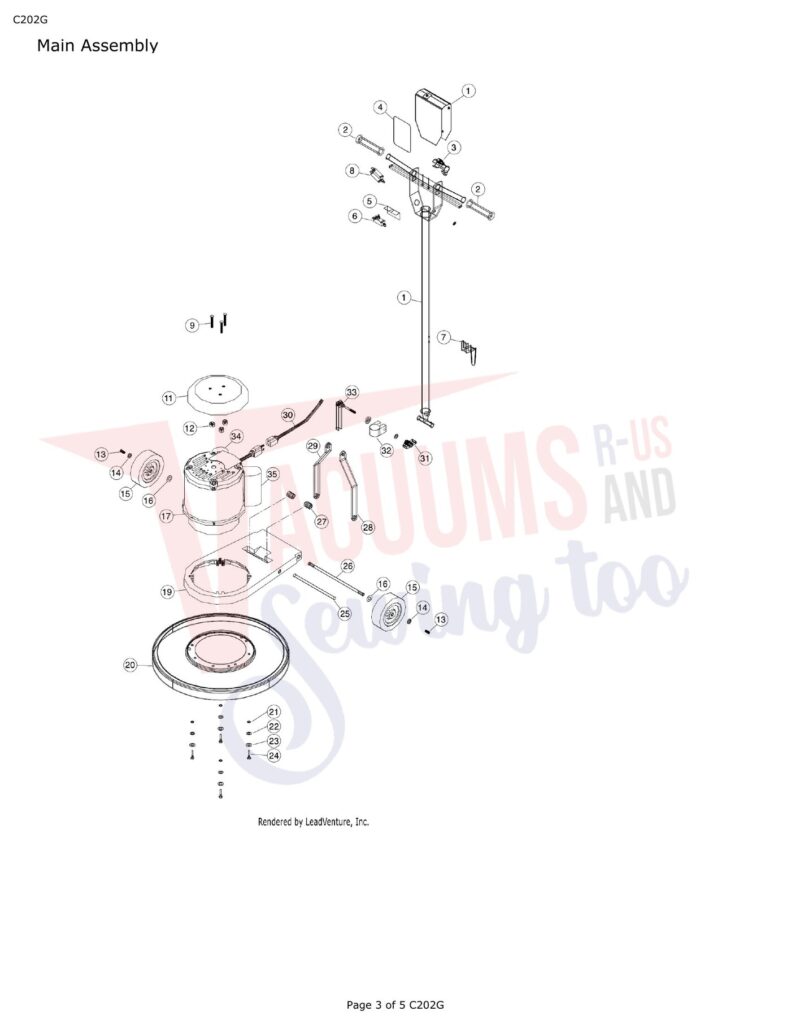 Tacony C202G exploded schematic diagram (page 1)