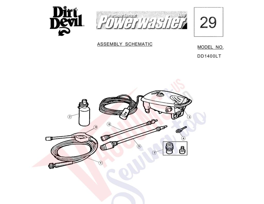 Dirt Devil DD1400LT exploded schematic diagram (page 1)