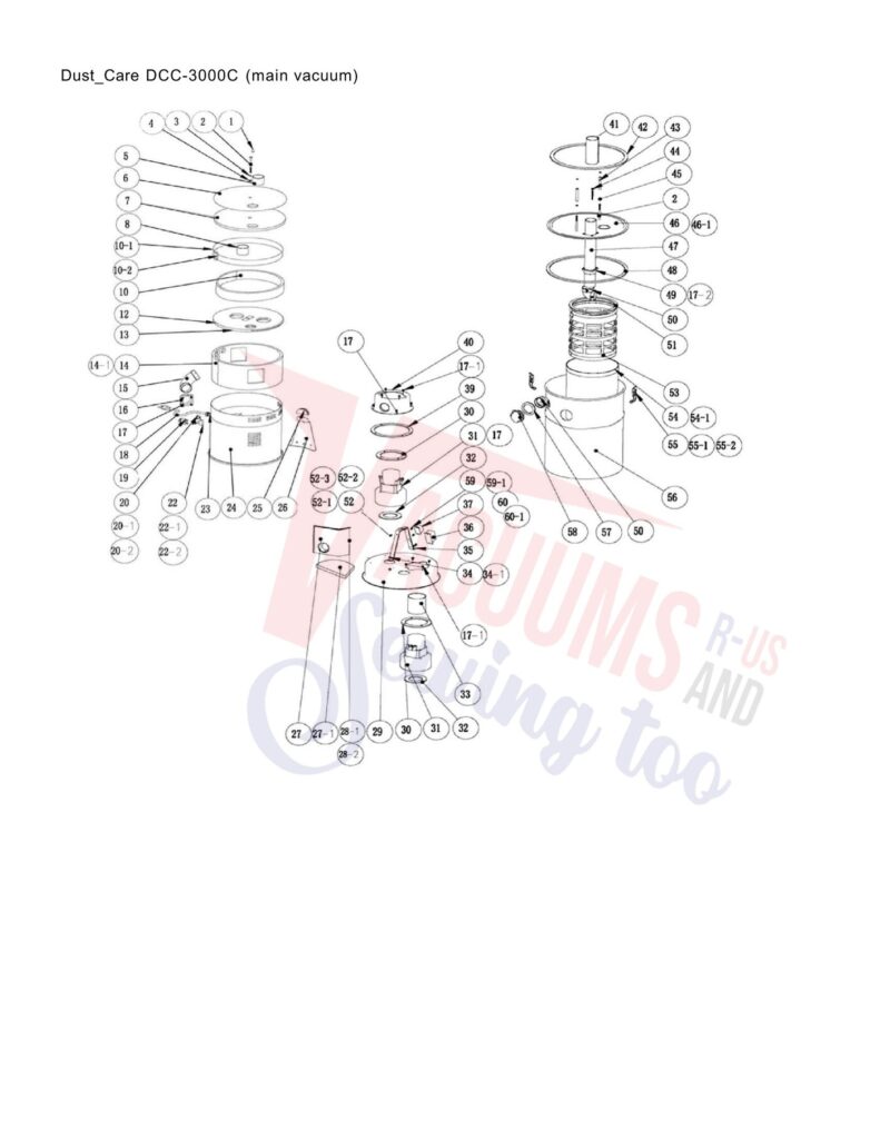 DustCare DCC-3000C exploded schematic diagram (page 1)