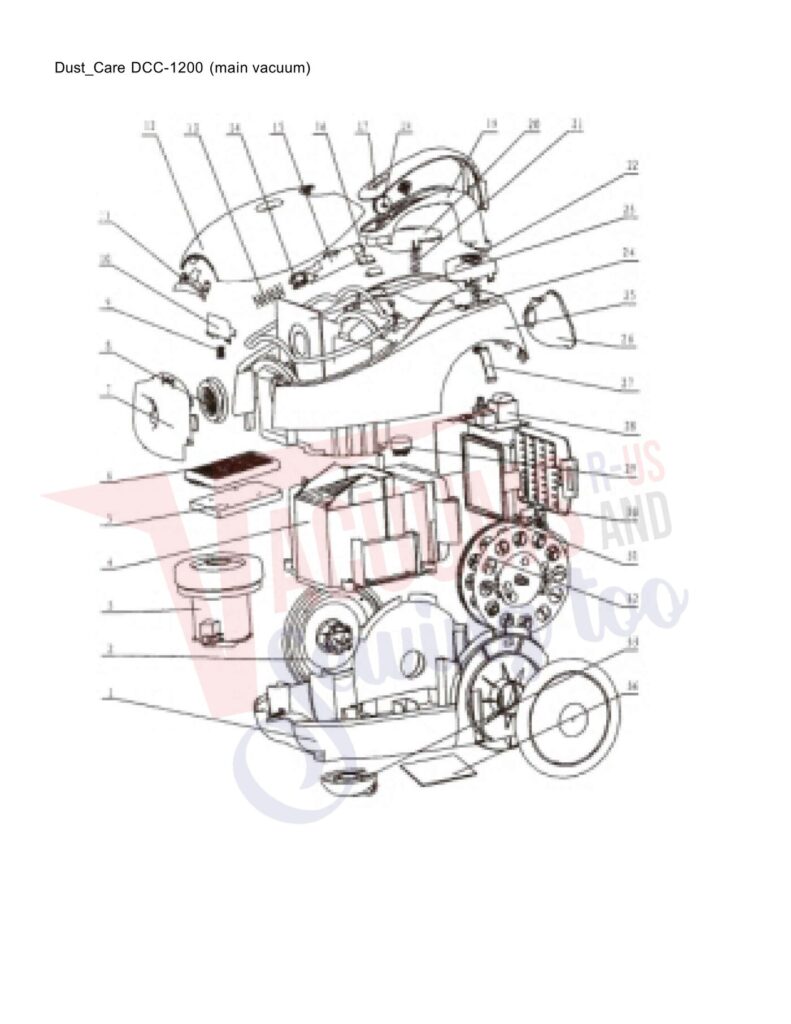 DustCare DCC-1200 exploded schematic diagram (page 1)