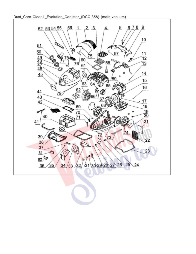 Dust Care DCC-358 exploded schematic diagram (page 1)