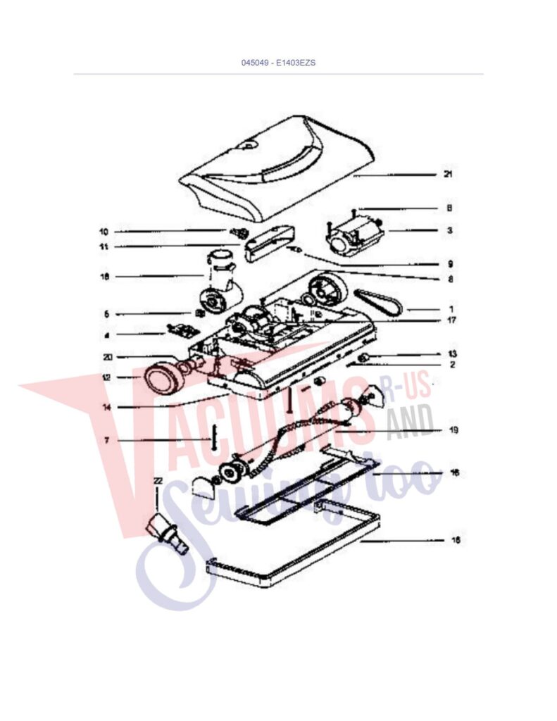 Eureka E1403EZS exploded schematic diagram (page 1)