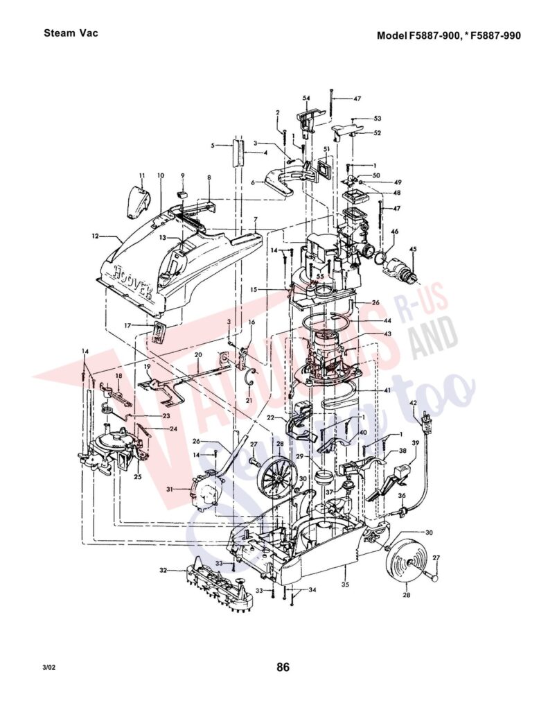 Hoover F5887-900 exploded schematic diagram (page 2)
