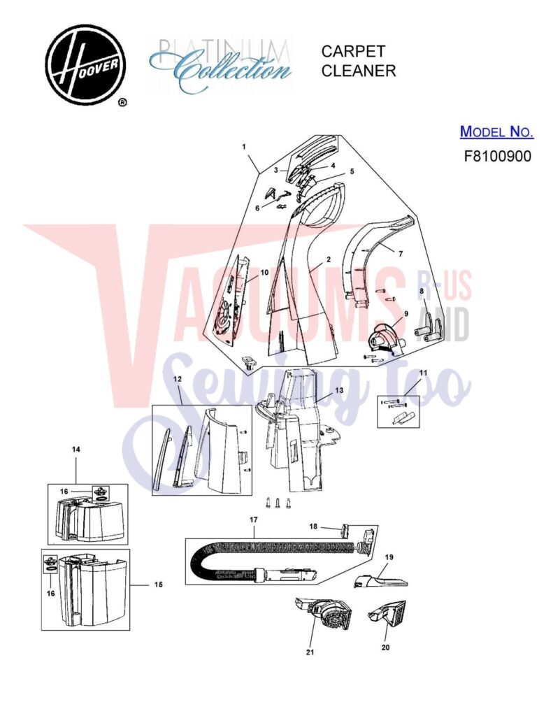 Hoover F8100900 exploded schematic diagram (page 1)