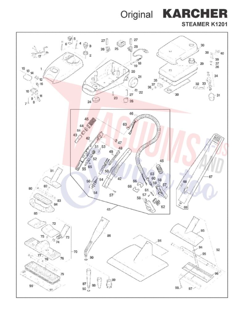 Karcher K1201 exploded schematic diagram (page 1)
