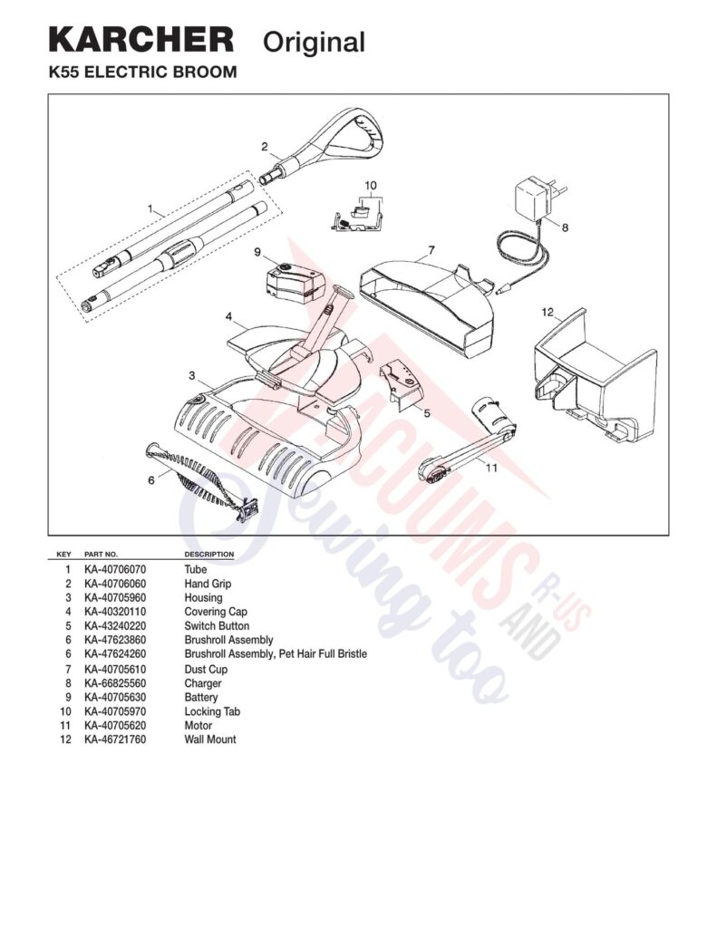 Karcher K55 exploded schematic diagram (page 1)