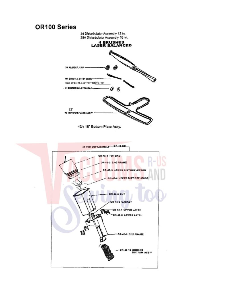 Oreck OR100 exploded schematic diagram (page 2)