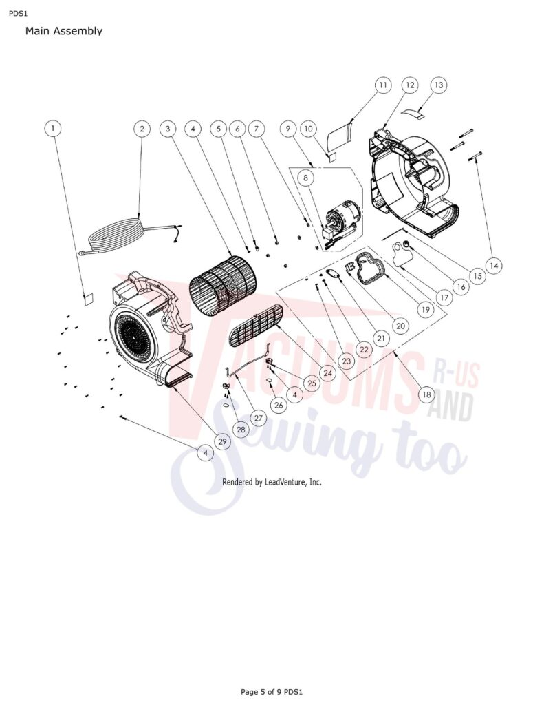 Powr-Flite PDS1 exploded schematic diagram (page 1)