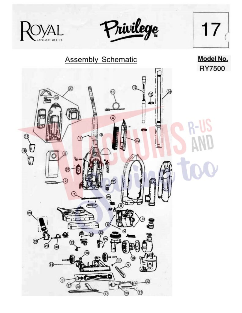 Royal RY7500 exploded schematic diagram (page 1)