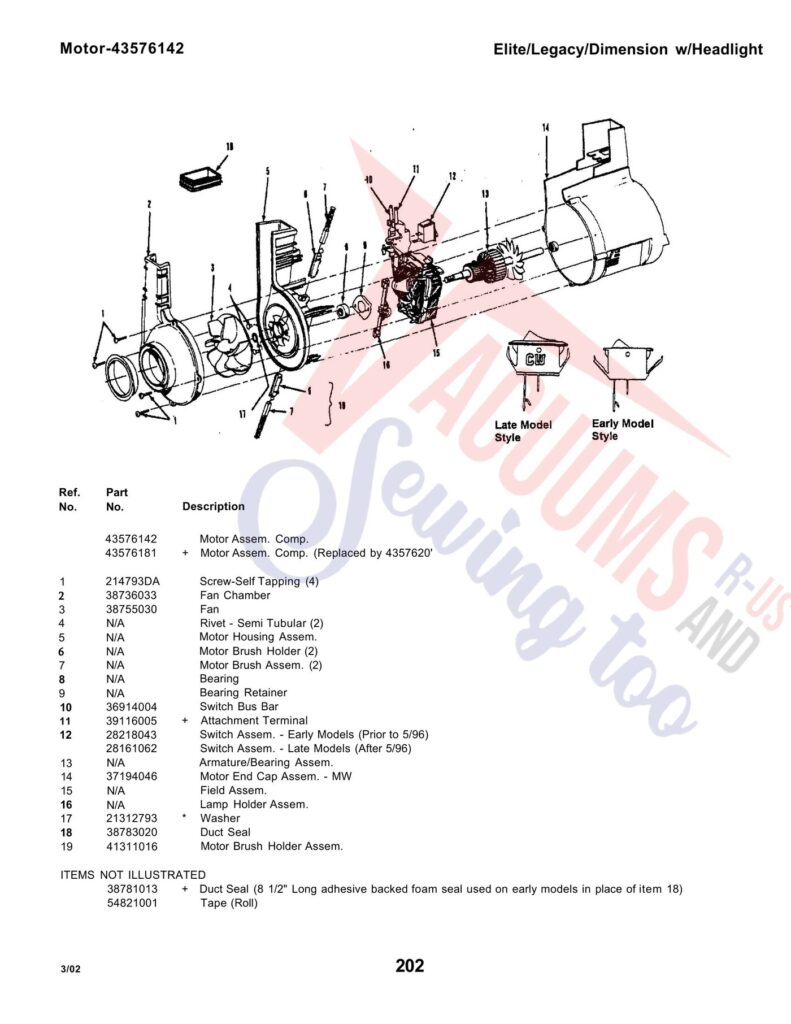 Hoover U5035-930 exploded schematic diagram (page 3)