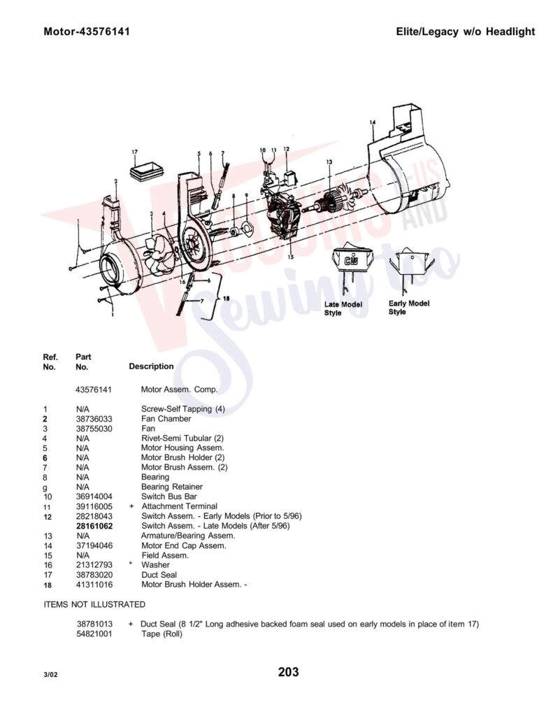 Hoover U5046-930 exploded schematic diagram (page 3)