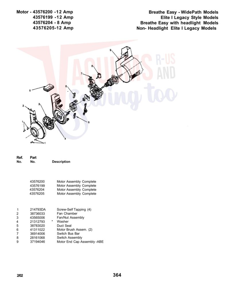 Hoover U5102-900 exploded schematic diagram (page 2)