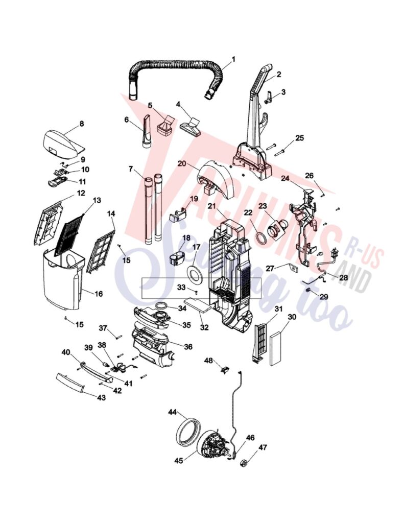 Hoover U5155-900 exploded schematic diagram (page 1)