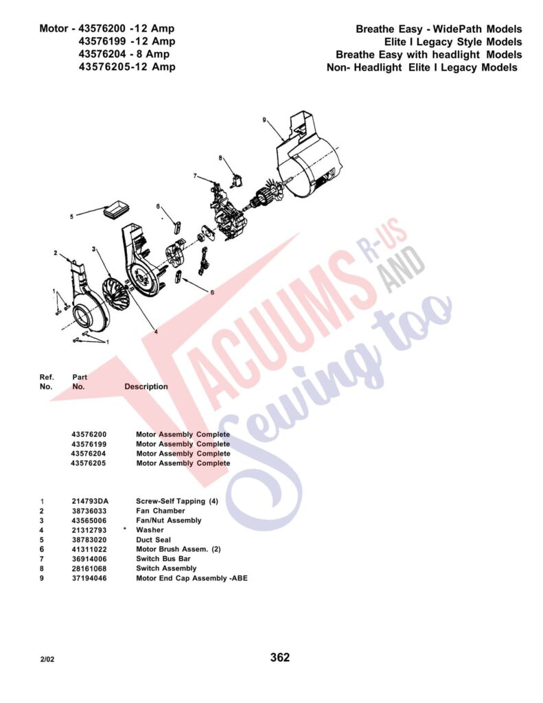 Hoover U5254-900 exploded schematic diagram (page 2)