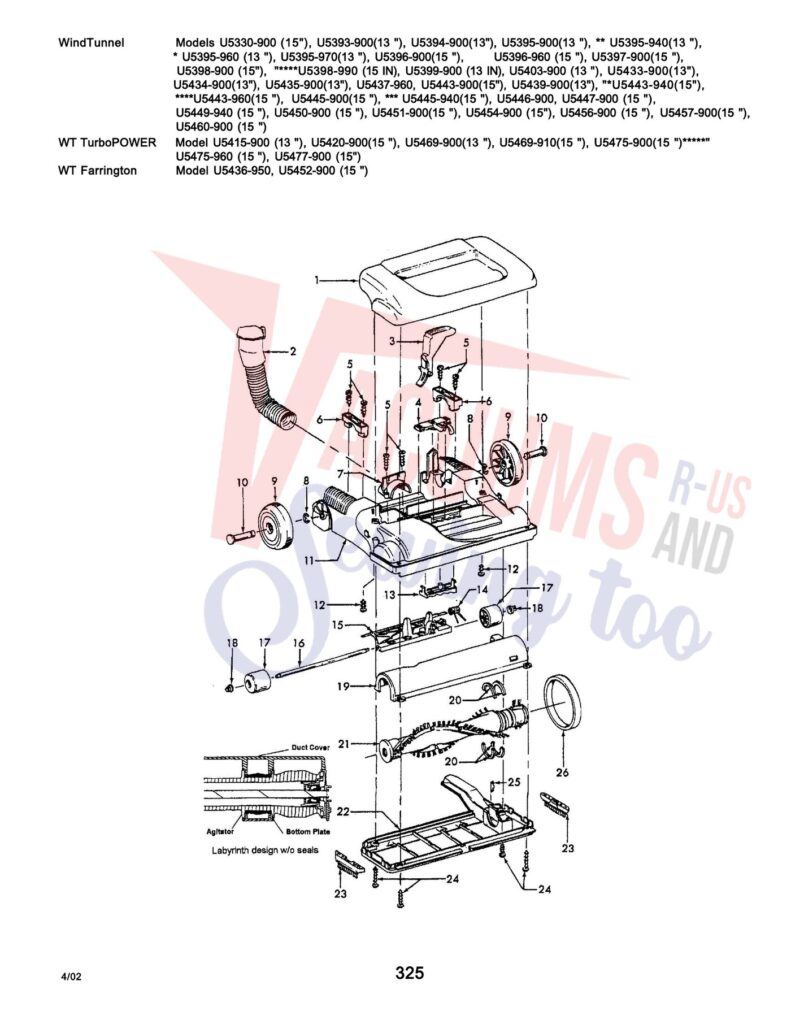 Hoover U5403-900 exploded schematic diagram (page 2)