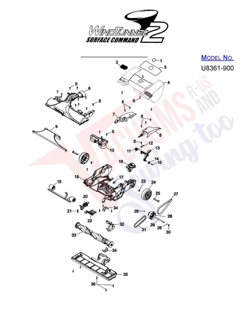 Hoover U8361-900 exploded schematic diagram (page 2)