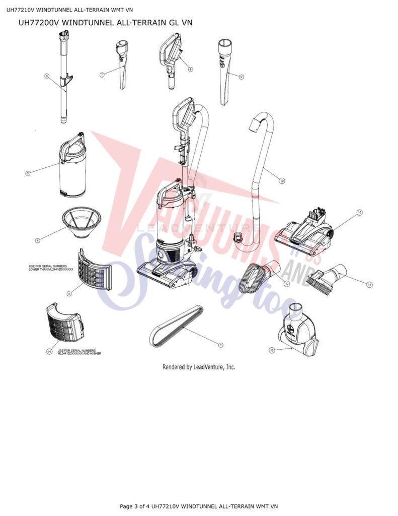 Hoover UH77200V exploded schematic diagram (page 1)