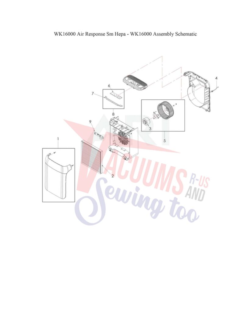 Oreck WK16000 exploded schematic diagram (page 1)