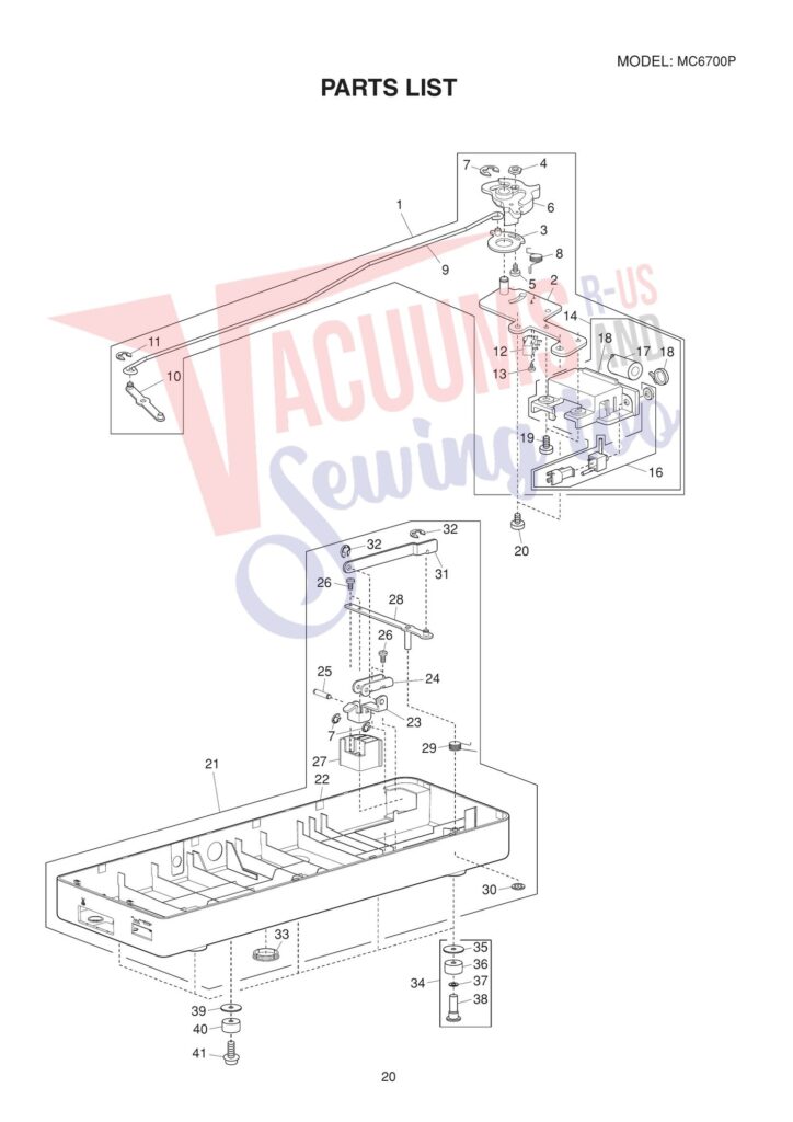 Janome 6700P exploded schematic diagram (page 2)