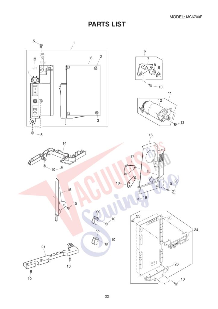 Janome 6700P exploded schematic diagram (page 3)