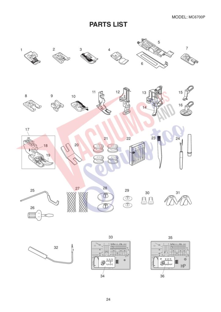 Janome 6700P exploded schematic diagram (page 4)
