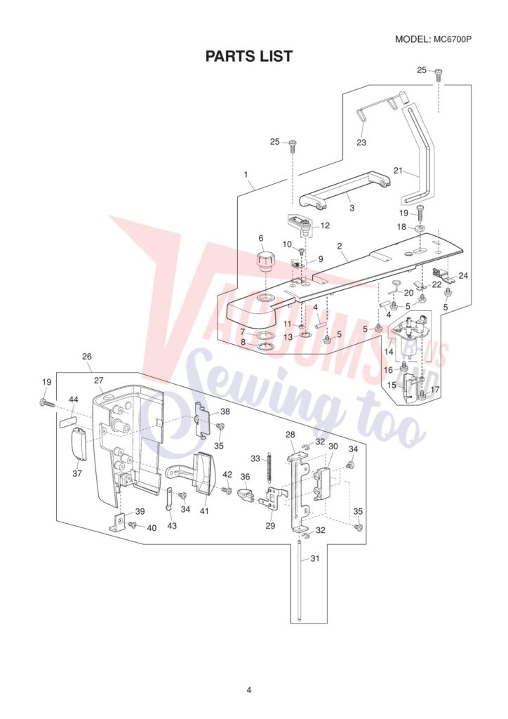 Janome 6700P exploded schematic diagram (page 6)