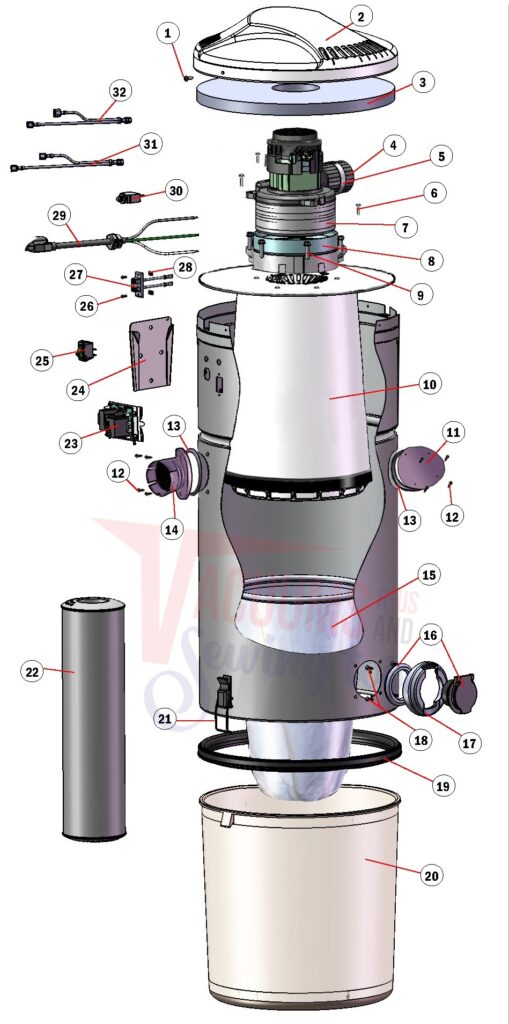 Riccar 1700 exploded schematic diagram (page 1)