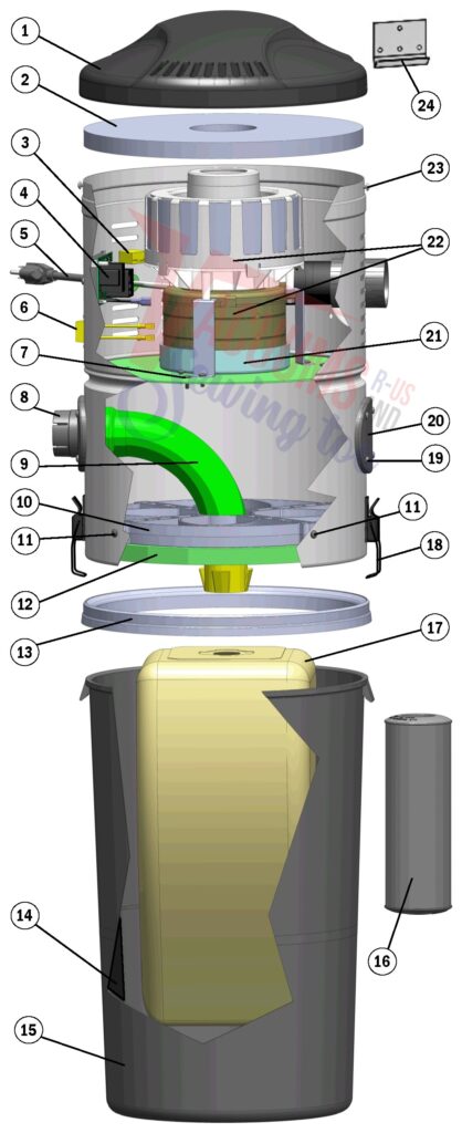 VacuFlo DB7000 exploded schematic diagram (page 1)
