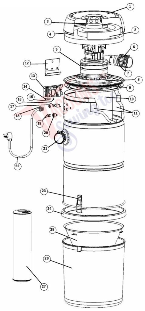 VacuFlo 466Q exploded schematic diagram (page 1)
