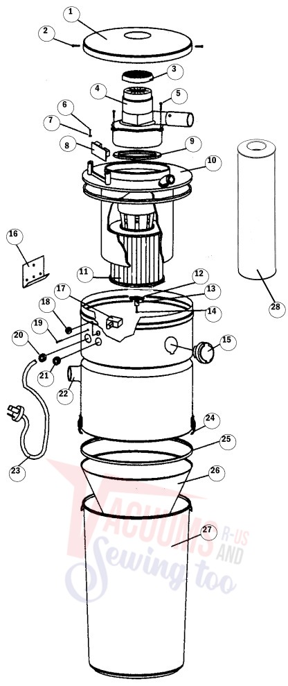 VacuFlo FC530 exploded schematic diagram (page 1)