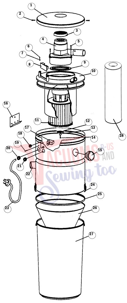 VacuFlo FC610 exploded schematic diagram (page 1)